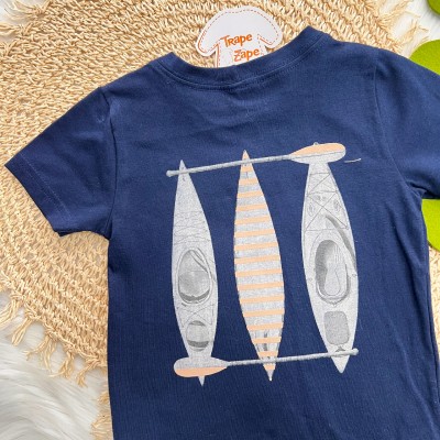 Conj. Camiseta Kaiaque e Bermuda em Sarja - Marinho e Areia